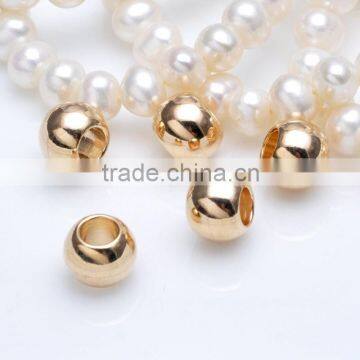 Wholesale round shape metal brass jewelry accessory bead for necklace bracelet