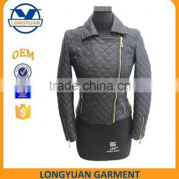 Fashion Material New Style Zipper pu leather jacket for woman