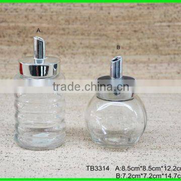 Glass sugar dispenser with Stainless Steel Top