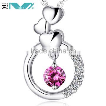 Fine 925 Sterling Silver Love Heart Jewelry Cubic Zircon Necklace