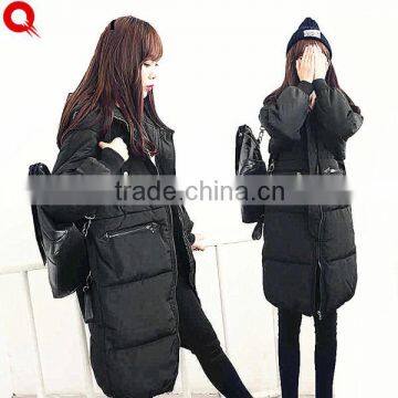 Bulk Buy Clothing Long Suzhou China Factory Fake Down Design Woman Overcoat Women's Winter Coat, Cotton Padded Jacket