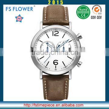 FS FLOWER - Young Men Most Welcome Formal Fahsion Wear Hand Watch VD Chronograph Genuine Leather Strap