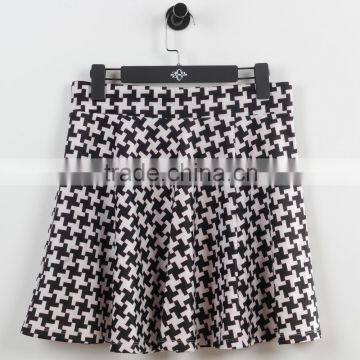 F5S43015 European Style Women Houndstooth Printed Flippy Skirts photo-5