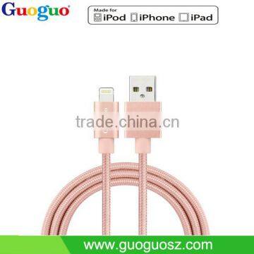 Rose Gold Durable Nylon Braided MFI cable for iPhone Devices