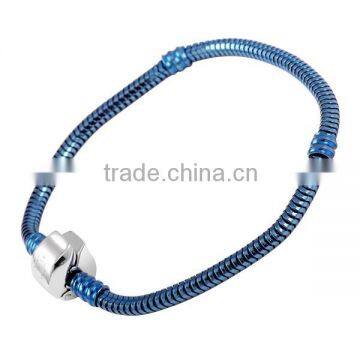 SRB0015 China Jewelry Wholesale Blue Snake Chain Beads on Closer Clasp Bracelet