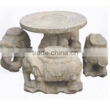 Antique Finish Elephant Table Bench Set