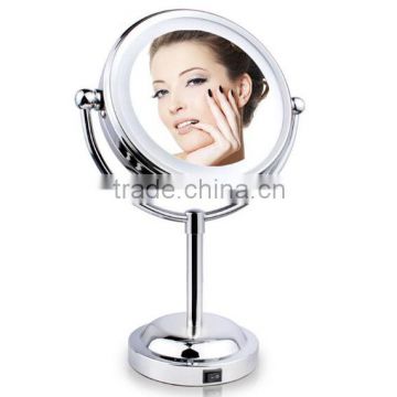 Double-Sided Makeup Mirror with LED Light , double led mirror , led table mirror