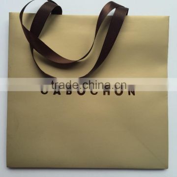 good selling yellow Gift paper Packaging Bag shopping paper bag with handlle for shopping wtih beautiful flowers