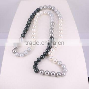 Round Shell Pearl Necklace, Shell Gem Beaded Necklace photo-3