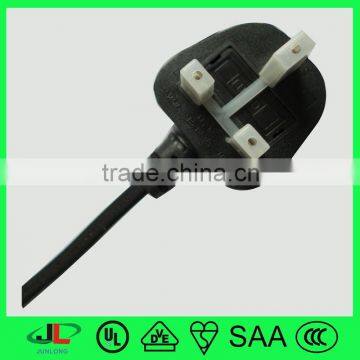 BSI Standard UK Plug, BS 3 Pin Moulded Power Plug, AC Male Plug With Fuse and C5 Female Plug