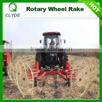 Rotary wheel hay rake with CE