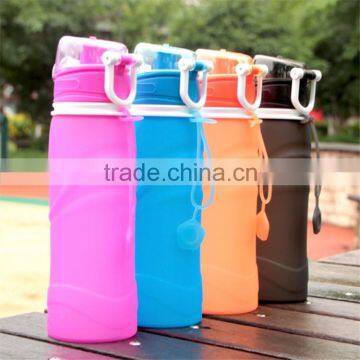 Bulk items of 750ml BPA free Sport drinking bicycle Bottle Foldable silicone spray water bottle for camping,hiking