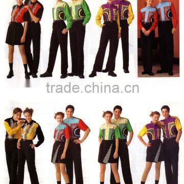 bar staff uniforms/waiter uniform/colourful