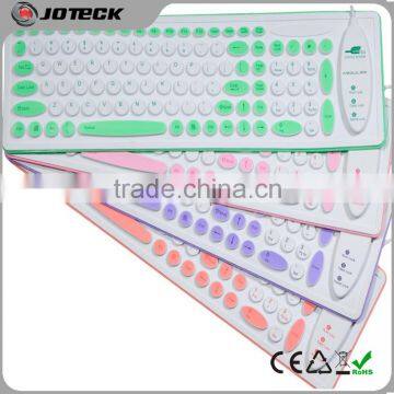 USB 103 keys color silicone rubber keyboard,round keycaps computer keyboard---JK103B