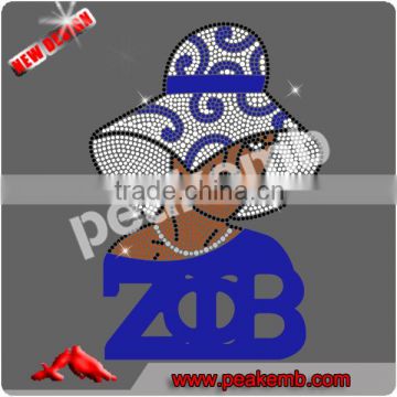 rhinestone transfer AKA , afro girl hotfix motif Zeta Phi Beta