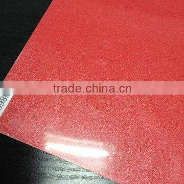 Red color high gloss metallic pvc furniture sheet for kitchen cabinet