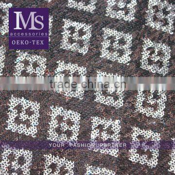 2016Alibaba hot sale lastest design high quality textile sequin embroidery fabric