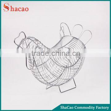 Creative Chicken Shaped Wire Mesh Fruit Eggs Basket Holder Rack