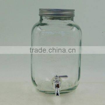3L Clear Glass Beverage Dispenser Water Fruit Juice Jar With Tap