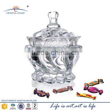 wave shaped cheap clear glass cookie jar