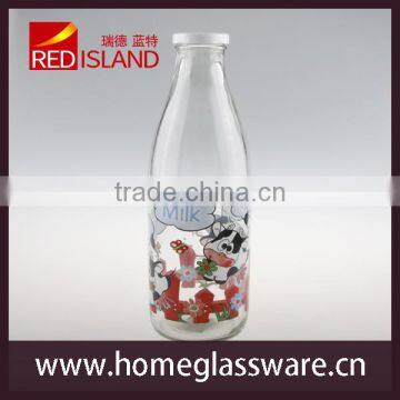 1L milk glass bottle with tin lid 2016 new priducts