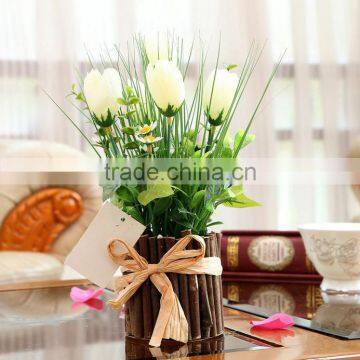 New Design Wedding Decorative Silk Flowers Artificial Potted Tulips photo-3