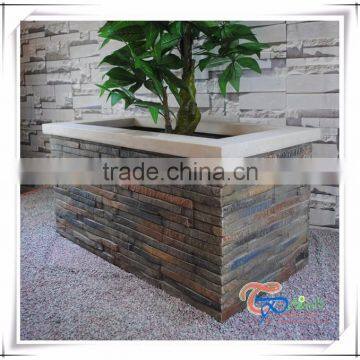 Fiberglass Stone Square Plant Container