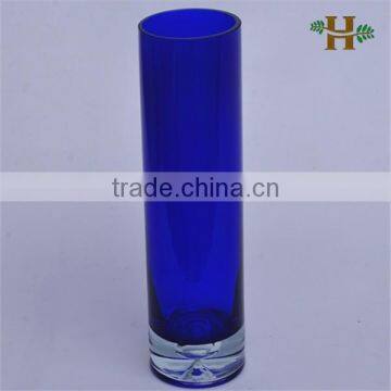 Colored decorative glass vase, handblown office table use cylinder vase with the bubble