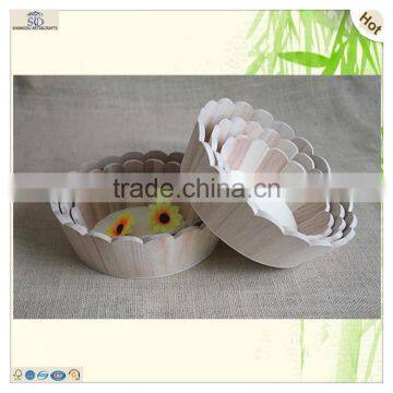 Round Laced Paulownia Wood Display Decorative Fruit Tray photo-2