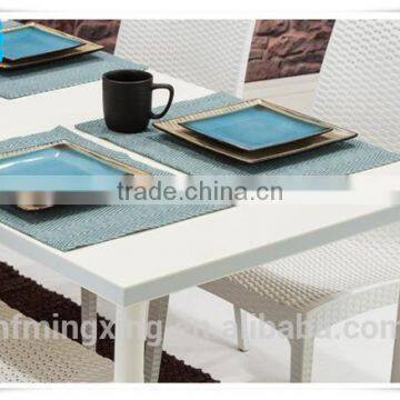 Resin wicker white retangular out door furniture table and chairs&garden table