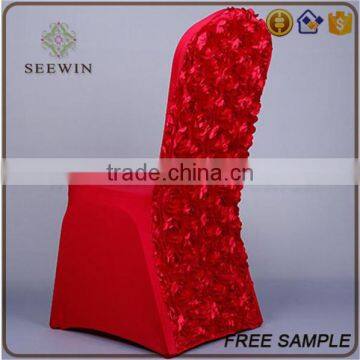 Size Pattern Fitted Elegant Purple Ruffled Chaivari Rosette Pattern Wedding Banquet Chair Cover photo-3