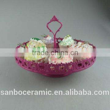 One Layer Small Colorful Cake Stand With Flower Rim OEM Factory Cheap Price photo-3