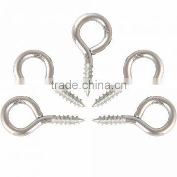 Silver Color Zinc Plated Metal Cup Hooks Eye Shape Screw Hooks Self-tapping Screws Hooks Ring photo-3
