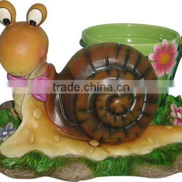 resin snail with garden pot garden decoration