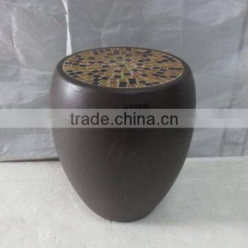 Fiberglass Clay Mosaic Drum Stool photo-2