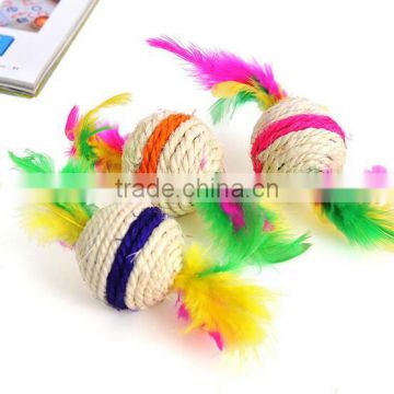 2017 wholesale cat toys bulk cat toys cat toy ball with feather