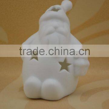 High white porcelain christmas figurine with LED light for decoration