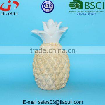 New Design Home and Garden Decorations Ceramic Pineapple With Wood Print Decor photo-5