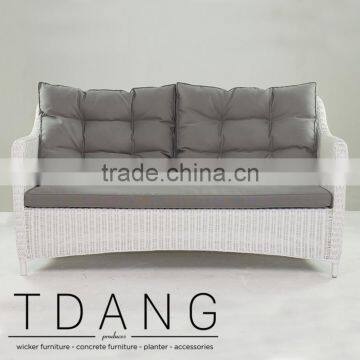 Flourish Hand-made Wicker Sofa - Contemporary White Rattan Furniture Garden Bench. photo-2