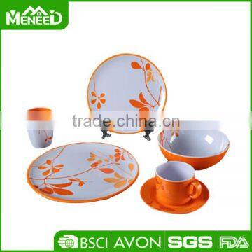 Round melamine dining tableware sets, printed 6pcs japanese-style hotel tableware