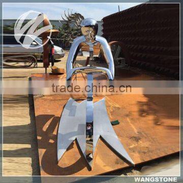 Stainless Steel Man Garden Bicycle Sculpture photo-2