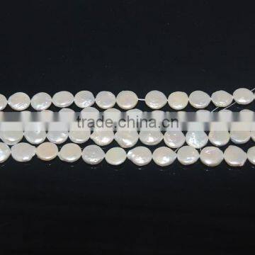 11-12mm White Coin Shape Freshwater Pearl Strand Wholesale