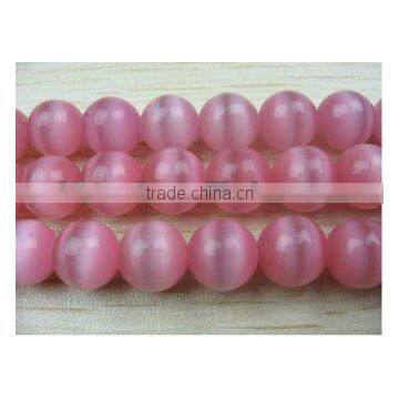 pink round cat eye stone beads