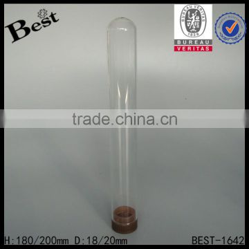 wholesale 20ml round bottom glass clear test tube with plastic cork