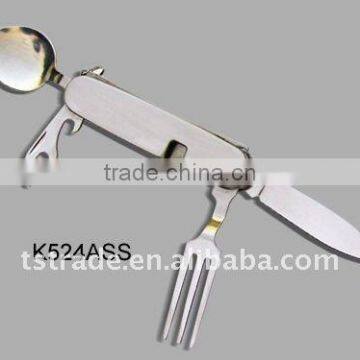 2014 new Multi Tableware/Outdoor Tableware/Multi knife/Pocket knife barbecue tool set stainless steel tool K524ASS