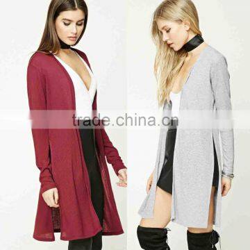 OEM Women Fashion Long Seeve Longline Open-Front Cardigan Sweaters