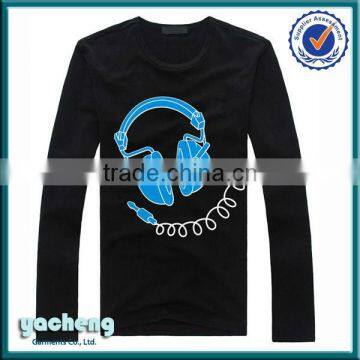 2014 men cotton long sleeves printed brand fashion t-shirt