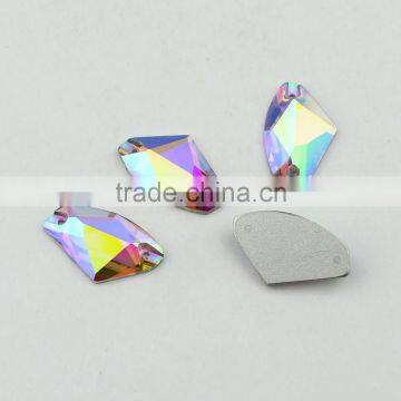 good selling special shape AB flat back crystal sew on stone glass loose pendant for jewelry decoration