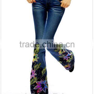 hot sale fashion embroidery fantasy jeans stylish pants for ladies