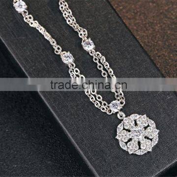 925 Silver Unique Chain Snowflake Diamond Pendant Necklace photo-3